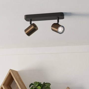 Eglo - Spot de salle de bains 2xGU10/5W/230V IP44 noir/marron