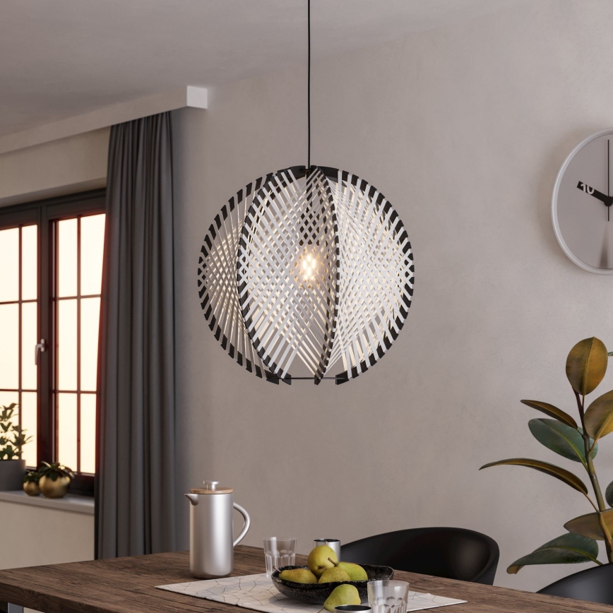 Eglo - Suspension filaire 1xE27/40W/230V d. 48 cm blanc/noir