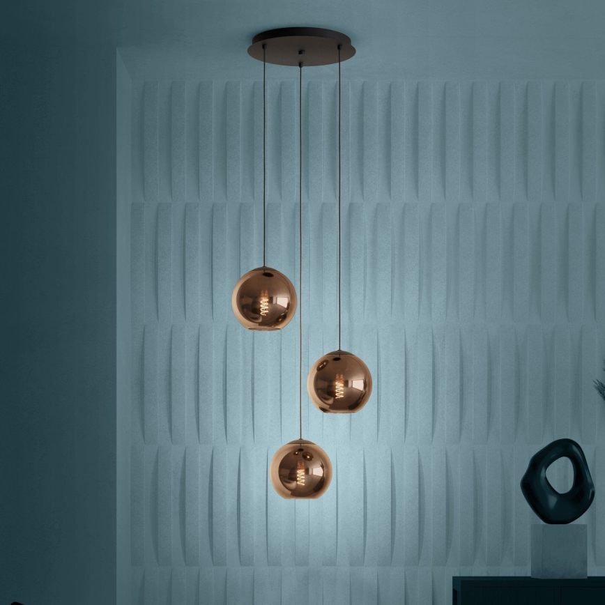 Eglo - Suspension filaire 3xE27/40W/230V cuivre