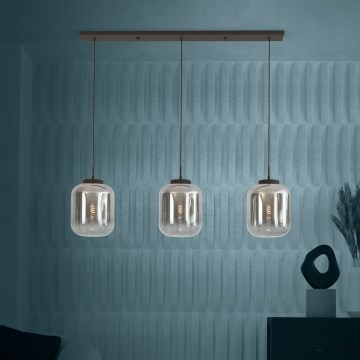 Eglo - Suspension filaire 3xE27/40W/230V fumé