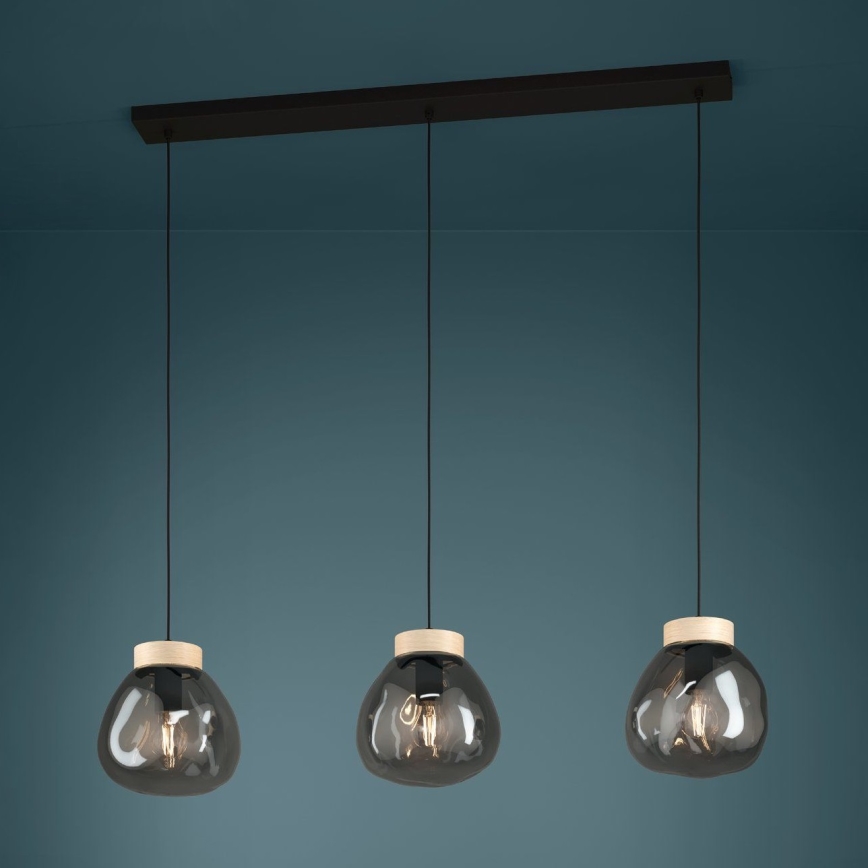Eglo - Suspension filaire 3xE27/40W/230V fumé