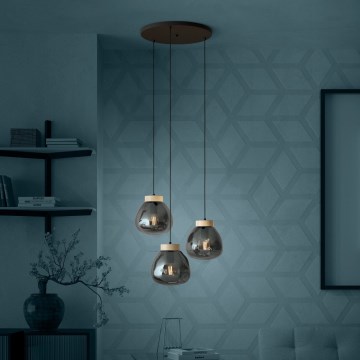 Eglo - Suspension filaire 3xE27/40W/230V fumé