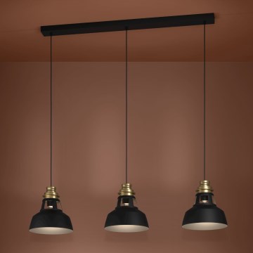 Eglo - Suspension filaire 3xE27/40W/230V noir/doré
