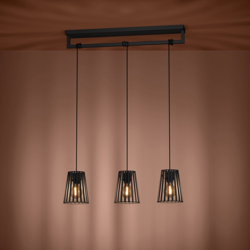 Eglo - Suspension filaire 3xE27/40W/230V noir