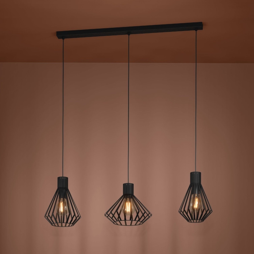 Eglo - Suspension filaire 3xE27/40W/230V noir