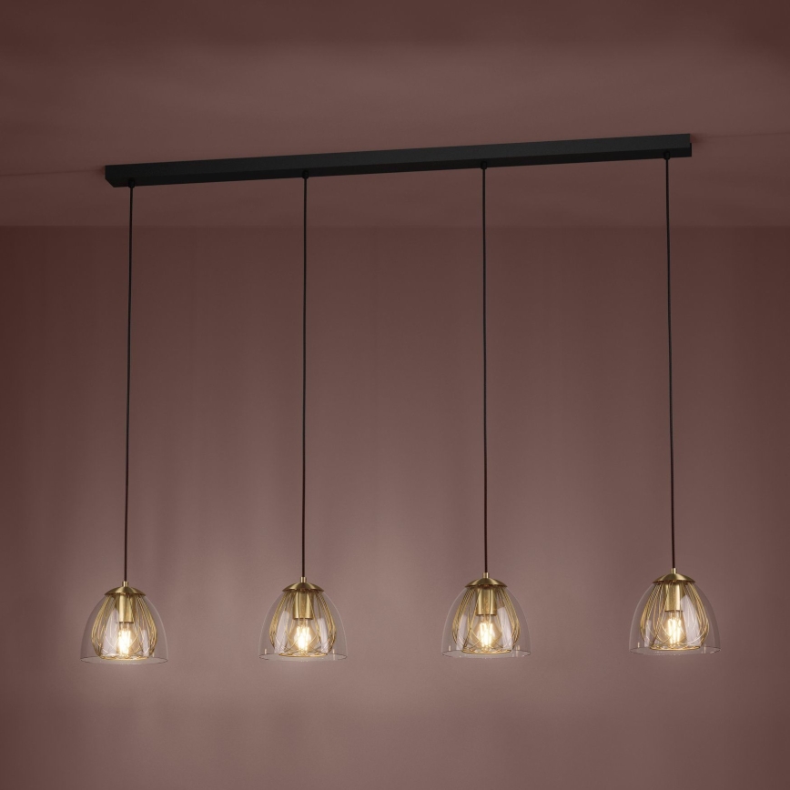 Eglo - Suspension filaire 4xE27/40W/230V doré