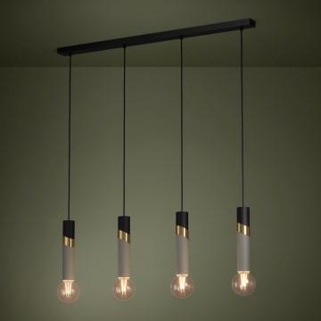 Eglo - Suspension filaire 4xE27/40W/230V noir/doré
