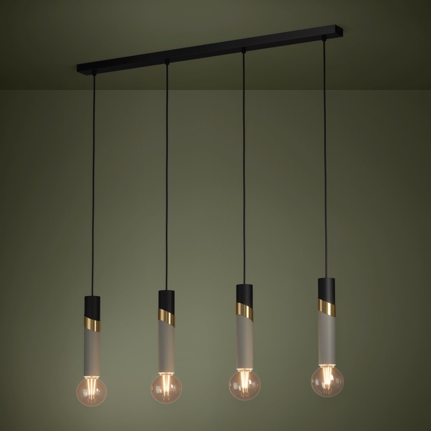 Eglo - Suspension filaire 4xE27/40W/230V noir/doré