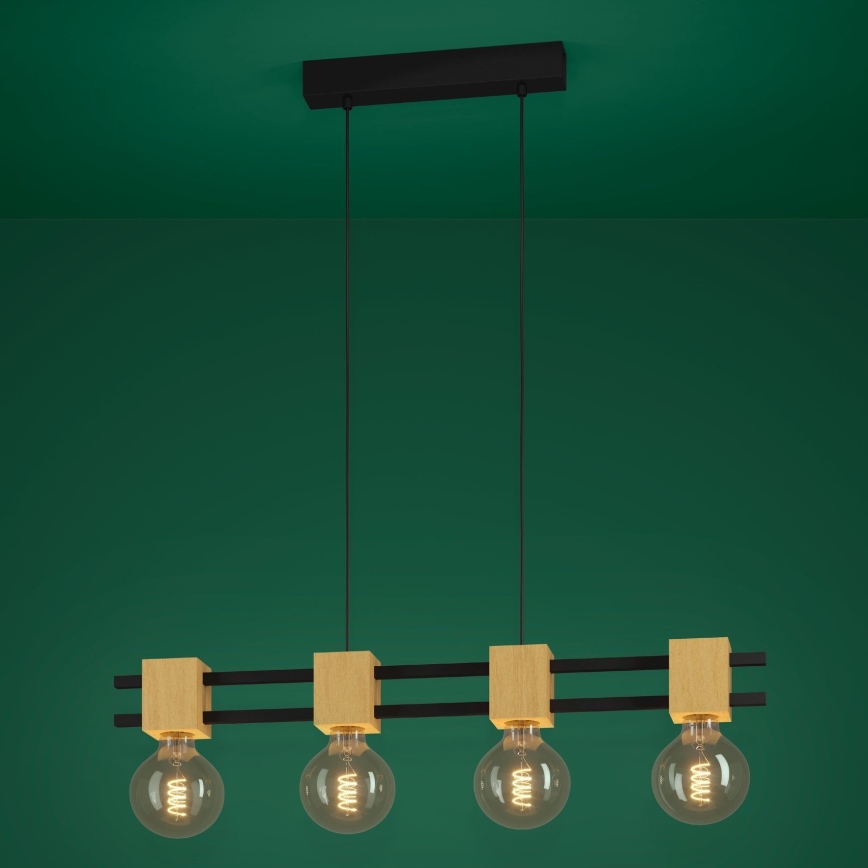 Eglo - Suspension filaire 4xE27/40W/230V noir/marron