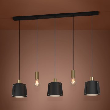 Eglo - Suspension filaire 5xE27/40W/230V noir/doré