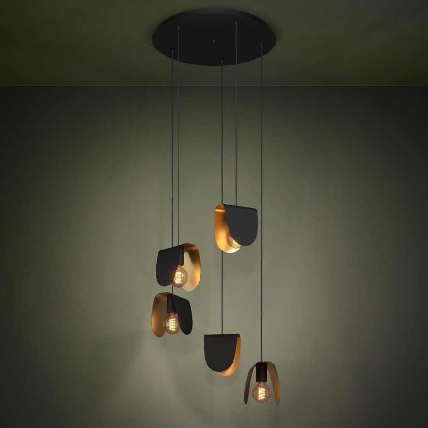 Eglo - Suspension filaire 5xE27/40W/230V noir/doré