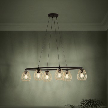 Eglo - Suspension filaire 6xE27/40W/230V noir/doré