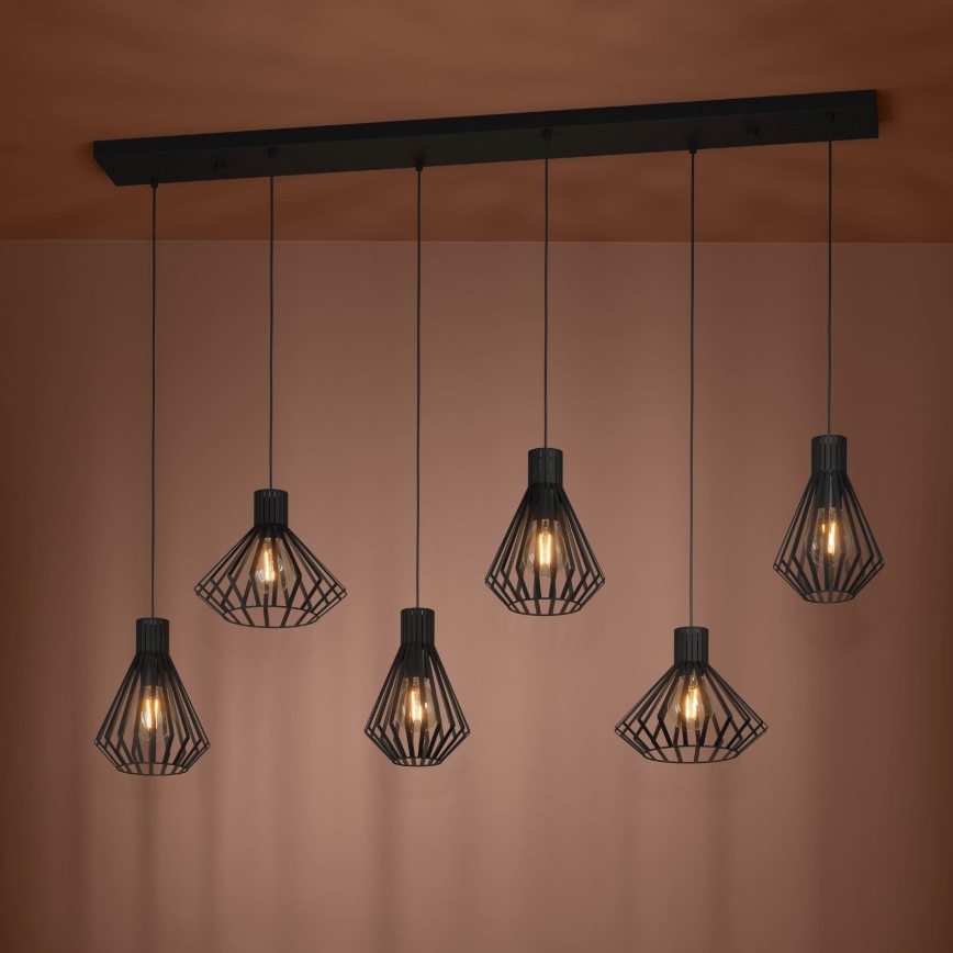 Eglo - Suspension filaire 6xE27/40W/230V noir