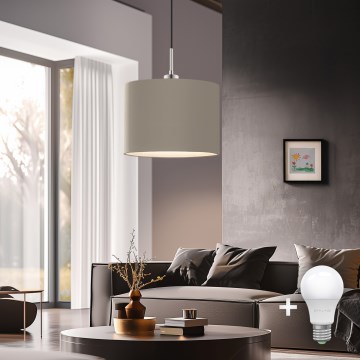 Eglo - Suspension filaire LED TUNJA 1xE27/60W/230V taupe