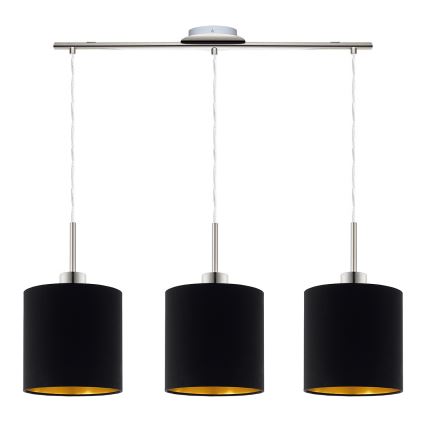 Eglo - Suspension filaire LED TUNJA 3xE27/60W/230V noir