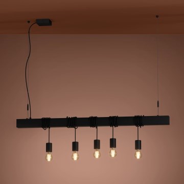 Eglo - Suspension filaire TOWNSHEND 5xE27/40W/230V noir