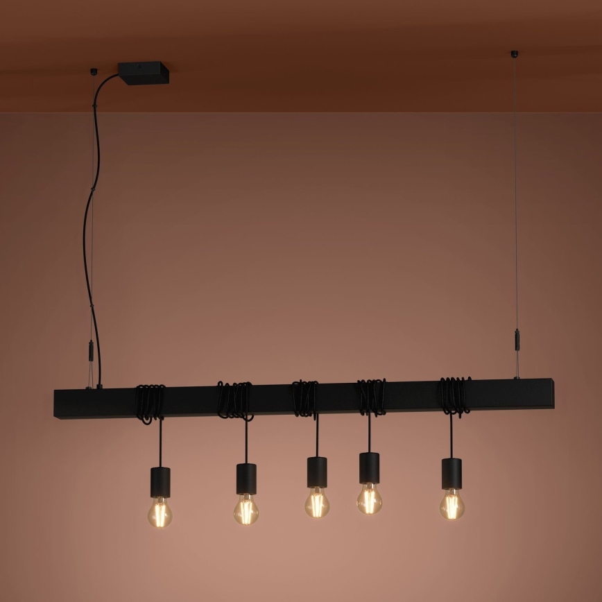 Eglo - Suspension filaire TOWNSHEND 5xE27/40W/230V noir