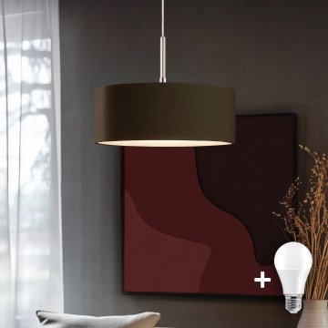 Eglo - Suspension LED sur câble TUNJA 1xE27/60W/230V marron
