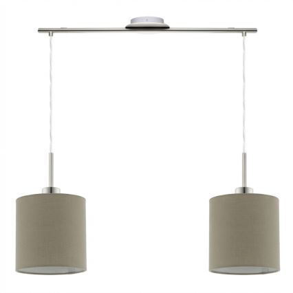 Eglo - Suspension LED TUNJA sur câble 2xE27/60W/230V taupe
