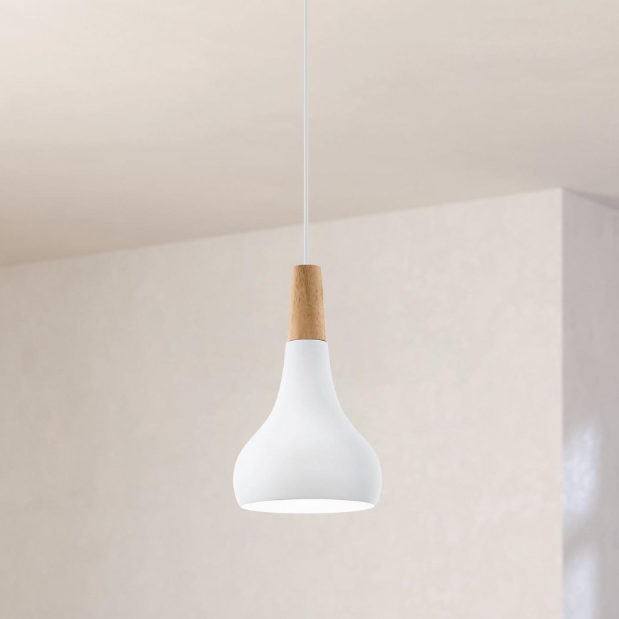 Eglo - Suspension sur câble 1xE27/60W/230V Ø 18 cm blanche