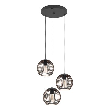Eglo - Suspension sur câble 3xE27/60W/230V noire