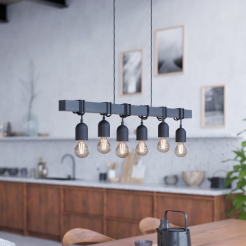 Eglo - Suspension sur câble TOWNSHEND 6xE27/60W/230V