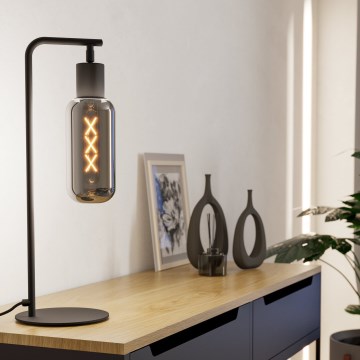 Eglo - Tischlampe 1xE27/4W/230V schwarz/rauchglas