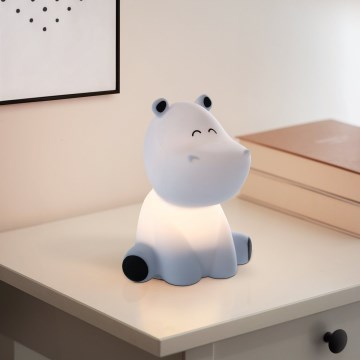 Eglo - Veilleuse LED RGBW rechargeable et tactile pour enfants, 5W/5V, 1200 mAh, motif hippopotame