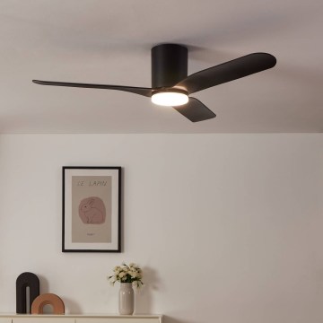 Eglo - Ventilateur de plafond LED à intensité variable/17W/230V Ø 132 cm noir + télécommande