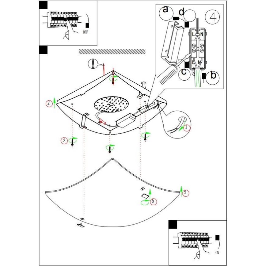 Eglo - Vetro di ricambio per soffitto/Applique BORGO 410x410 mm