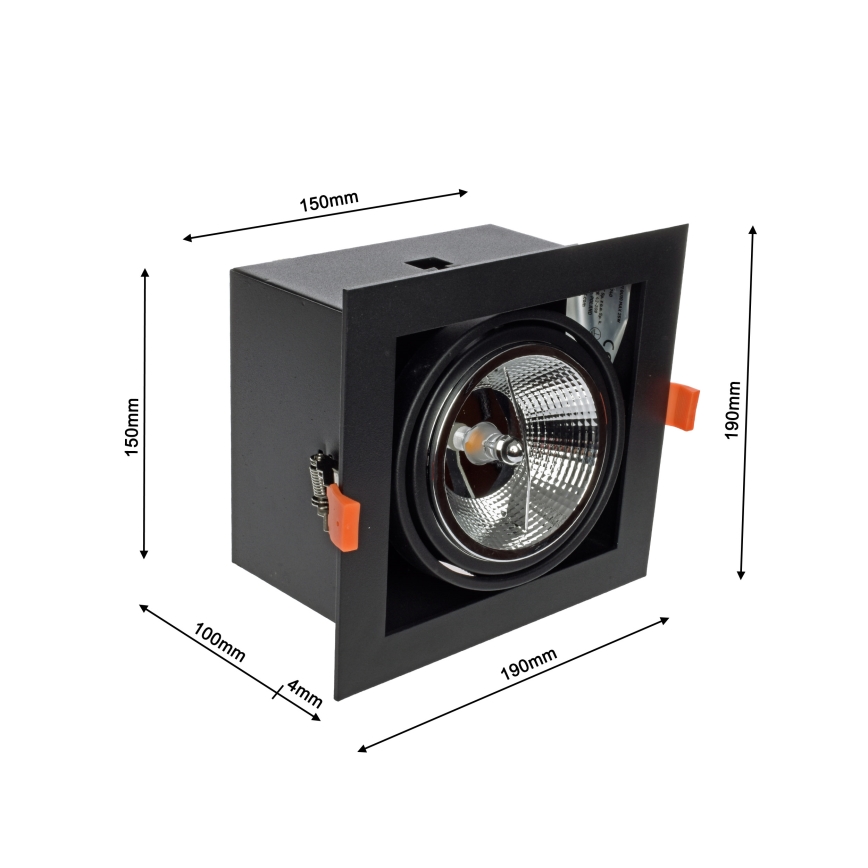 Einbaubeleuchtung PLAZA AR111 1xGU10/12W/230V schwarz