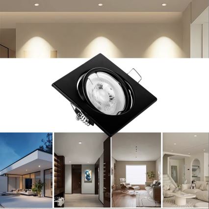 Einbauleuchte 1xGU10/MR16/10W/230V 9x9 cm schwarz