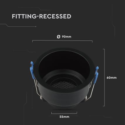 Einbauleuchte GU10 Ø 9 cm Schwarz