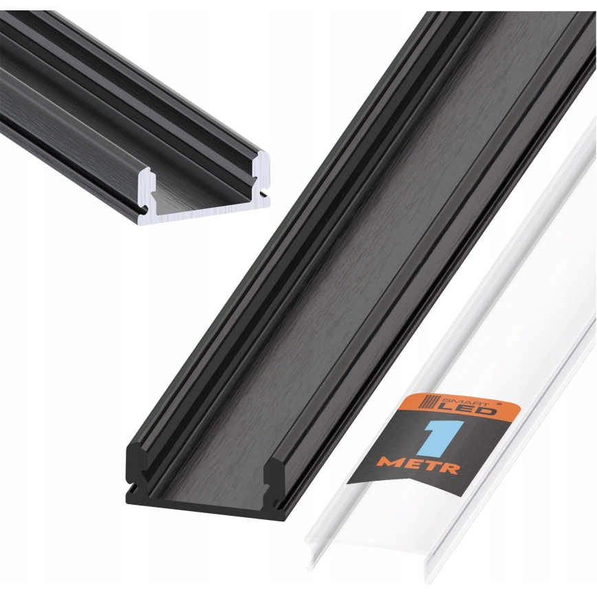 Einbauprofil für LED-Streifen 1 m schwarz/transparent