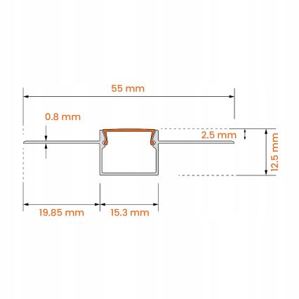 Einbauprofil für LED-Streifen, 1 m, silber/weiß