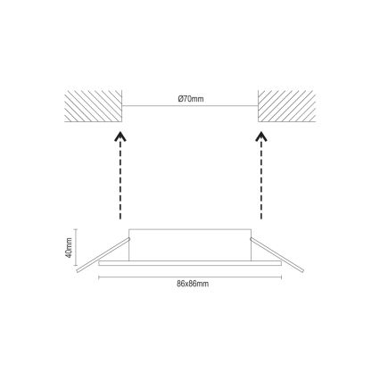 Einbauring für GU10‑Einbaustrahler 8,6x8,6 cm schwarz