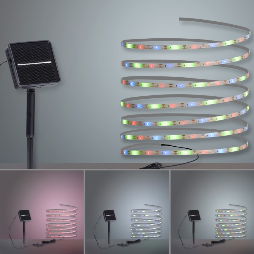 JUST LIGHT. 19971-18 - LED-RGB-Solarstreifen TEANIA LED/3,7V 5 m 1200 mAh IP44 schwarz