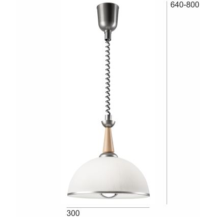 Einziehbarer Kronleuchter CHIARA 1xE27/60W/230V silber/beige/Buche