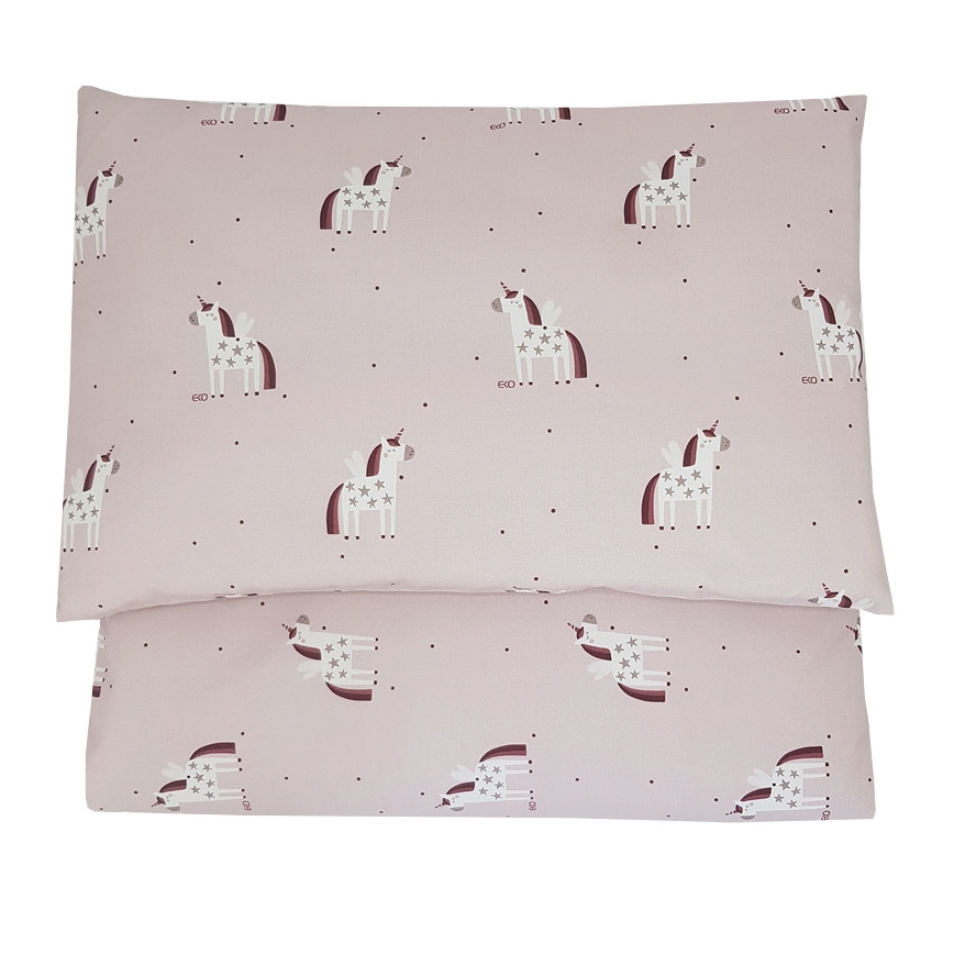 EKO - Parure de lit en coton mousseline pour lit d'enfant UNICORN 2-pièces