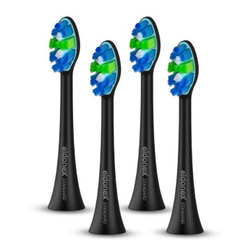 ELDONEX ETB-0001-BK - 4er-Set Standard-Ersatzbürstenköpfe für SonicPro-Schallzahnbürste, schwarz