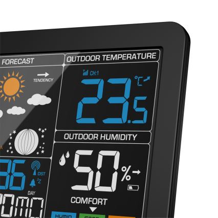ELDONEX EWS-1010-BK - Wetterstation mit LCD-Anzeige 2xAAA schwarz