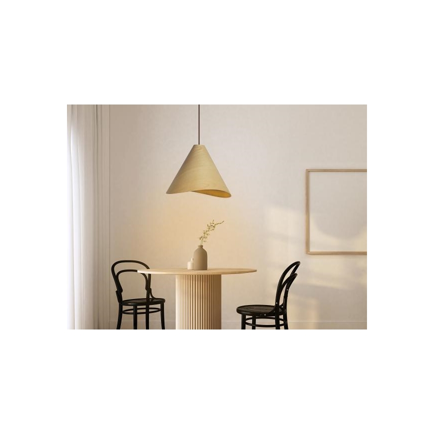 Elegante Pendelleuchte aus Massivholz an Kabel, 1x E27/60W/230V, Ø 45 cm, Eiche/Gummibaum