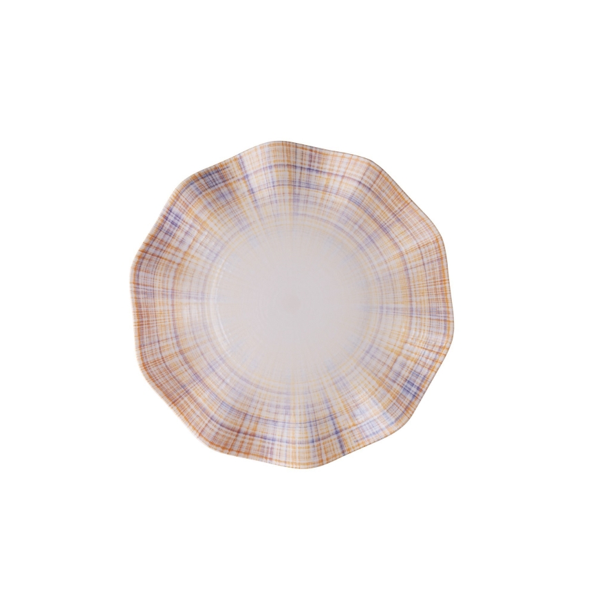 Elegantes 24-teiliges Geschirrset aus Porzellan, Orange/Blau