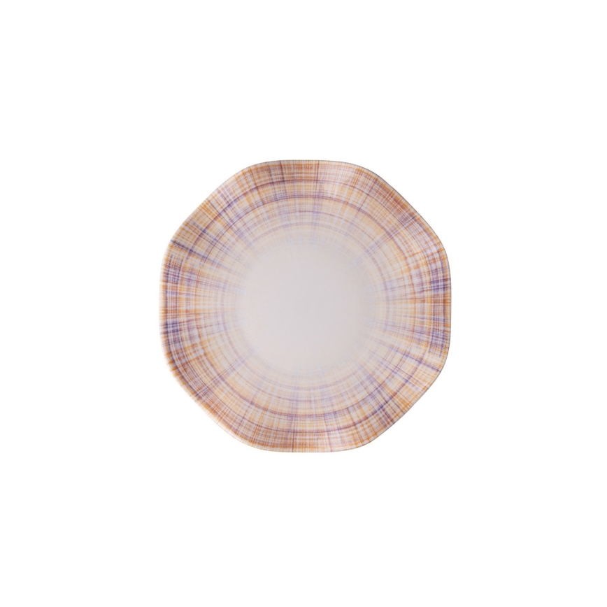 Elegantes 24-teiliges Geschirrset aus Porzellan, Orange/Blau