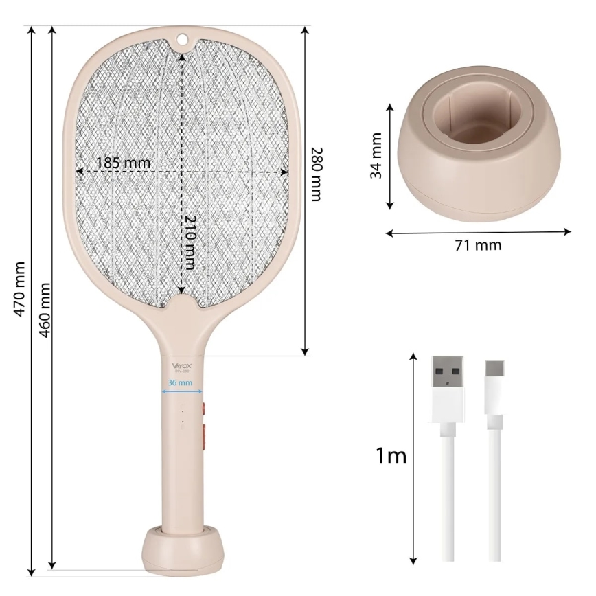 Elektrischer LED-Insektenvernichter 2-in-1 500 mAh/5V beige