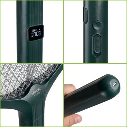 Elektrischer LED-Insektenvernichter 2-in-1 mit LCD-Anzeige 1200 mAh/5V grün