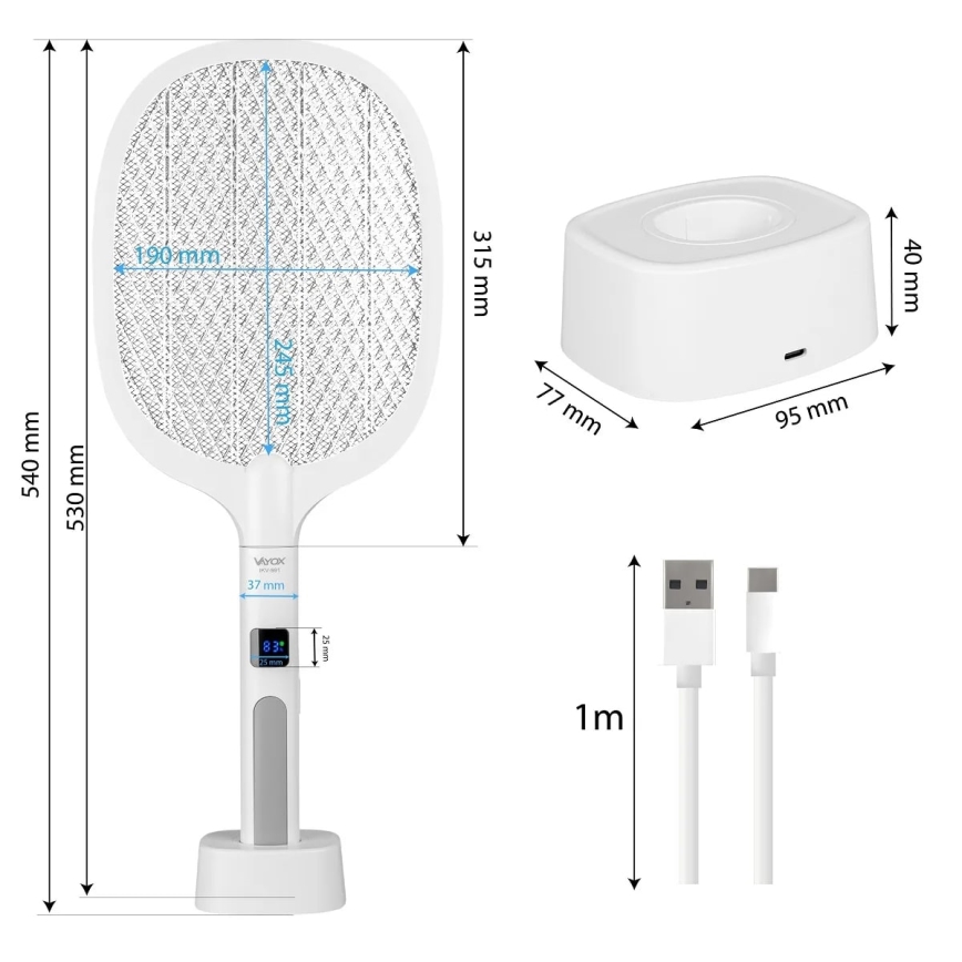 Elektrischer LED-Insektenvernichter 2-in-1 mit LCD-Anzeige 1200 mAh/5V weiß