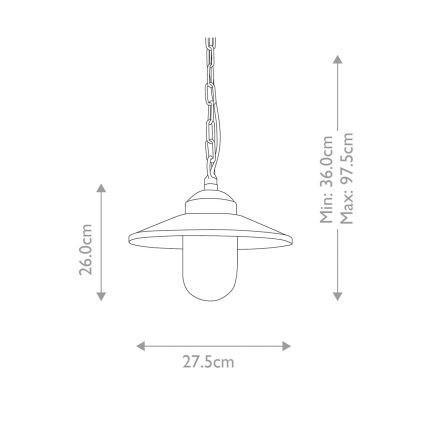 Elstead - Außen-Kronleuchter an Kette KLAMPENBORG 1xE27/60W/230V IP44