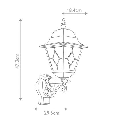 Elstead – Auβen-Wandleuchte mit Sensor NORFOLK 1xE27/100W/230V IP43