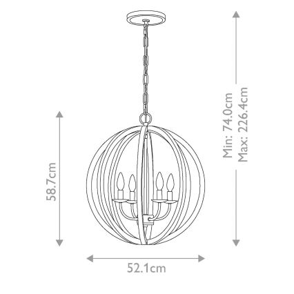 Elstead FE-ALLIER-4P-WW - Lampadario a catena ALLIER 4xE14/60W/230V rovere
